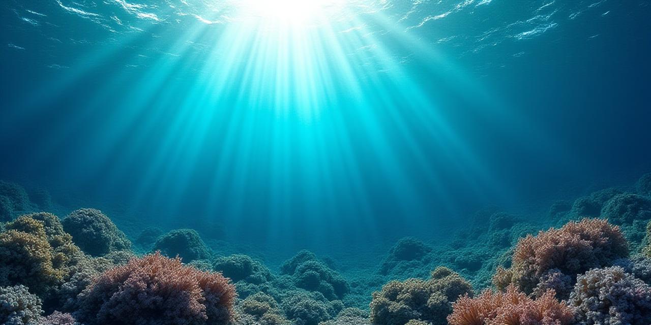 Deep sea marine landscape with subtle data overlays